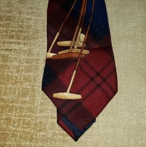 Ralph Lauren Neck Tie Equestrian 100 % Silk Made in Italy Navy Burgundy